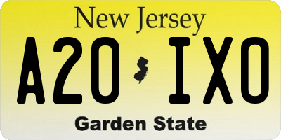 NJ license plate A20IXO
