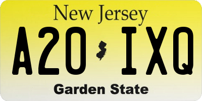 NJ license plate A20IXQ