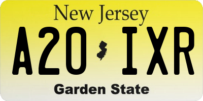 NJ license plate A20IXR