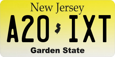 NJ license plate A20IXT