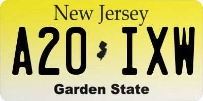 NJ license plate A20IXW