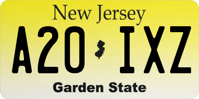 NJ license plate A20IXZ