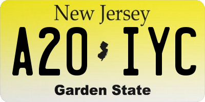 NJ license plate A20IYC