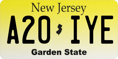 NJ license plate A20IYE