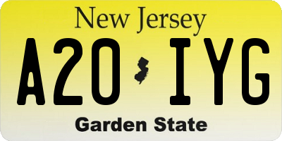 NJ license plate A20IYG