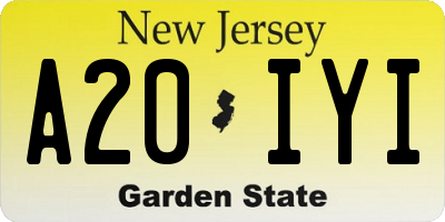 NJ license plate A20IYI