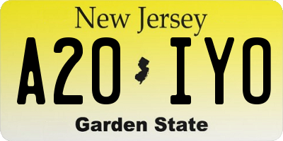 NJ license plate A20IYO