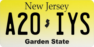 NJ license plate A20IYS