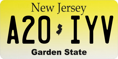 NJ license plate A20IYV