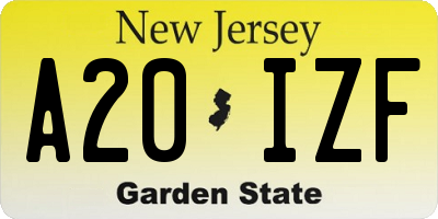 NJ license plate A20IZF