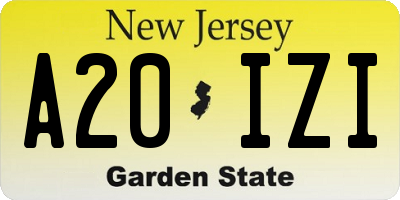 NJ license plate A20IZI