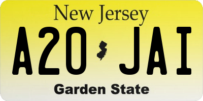NJ license plate A20JAI