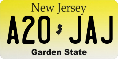 NJ license plate A20JAJ