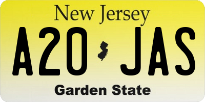 NJ license plate A20JAS