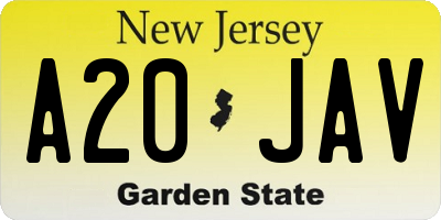 NJ license plate A20JAV