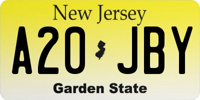 NJ license plate A20JBY