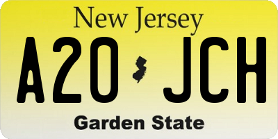 NJ license plate A20JCH