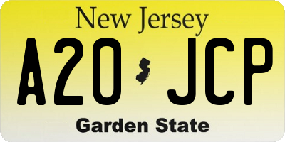 NJ license plate A20JCP