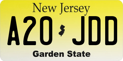 NJ license plate A20JDD