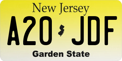 NJ license plate A20JDF