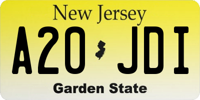 NJ license plate A20JDI