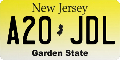 NJ license plate A20JDL