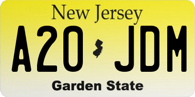 NJ license plate A20JDM