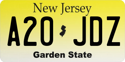 NJ license plate A20JDZ
