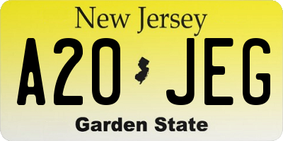 NJ license plate A20JEG