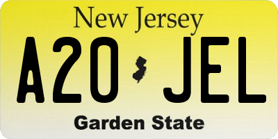 NJ license plate A20JEL