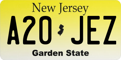 NJ license plate A20JEZ