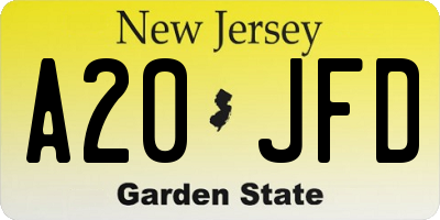NJ license plate A20JFD