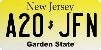 NJ license plate A20JFN