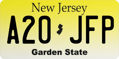 NJ license plate A20JFP