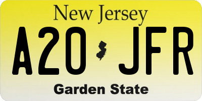 NJ license plate A20JFR