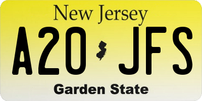 NJ license plate A20JFS