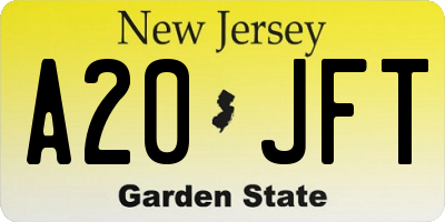 NJ license plate A20JFT