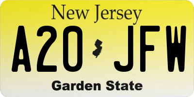 NJ license plate A20JFW