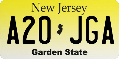 NJ license plate A20JGA