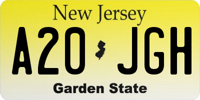 NJ license plate A20JGH