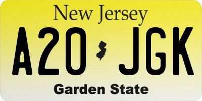 NJ license plate A20JGK