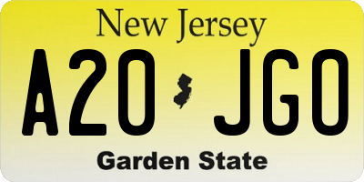 NJ license plate A20JGO