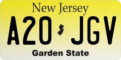 NJ license plate A20JGV