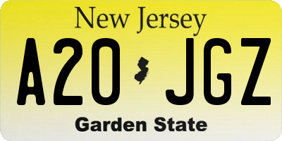 NJ license plate A20JGZ