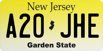 NJ license plate A20JHE