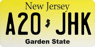 NJ license plate A20JHK