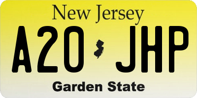 NJ license plate A20JHP
