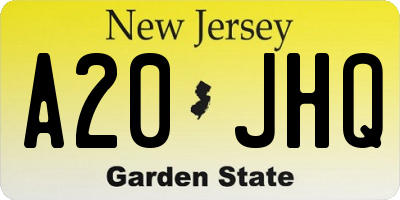 NJ license plate A20JHQ