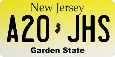 NJ license plate A20JHS