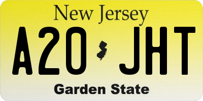 NJ license plate A20JHT